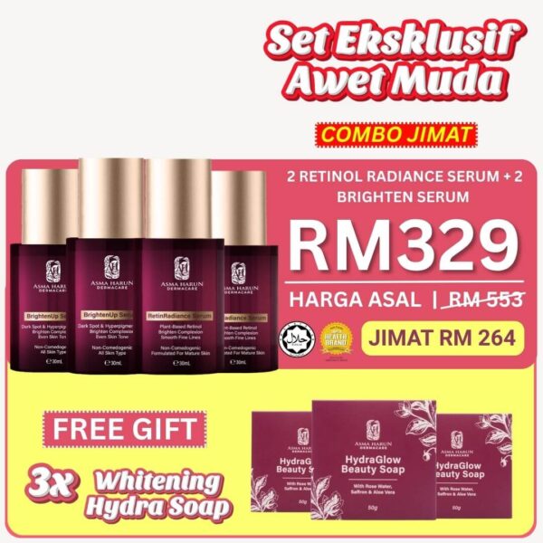 2 Retinol serum + 2 Brighten serum + Free 3 Hydra whitening soap