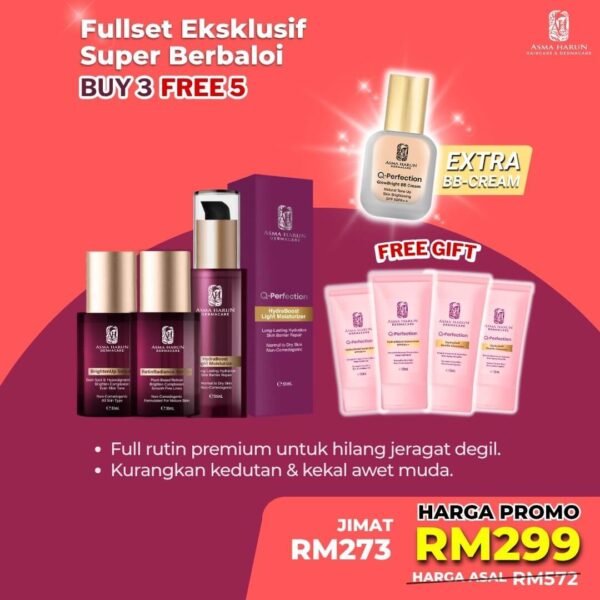 1 Retinol serum + 1 Brighten serum + 1 Moisturizer + Free 1 BB cream + Free 2 cleanser TP + Free 2 sunscreen TP