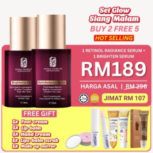 1 Retinol + 1 Brighten serum + Free 1 Foot cream + Free 1 Lip balm + Free 1 Hand cream + Free 1 Lips balm scrub + Free 1 Make up mirror