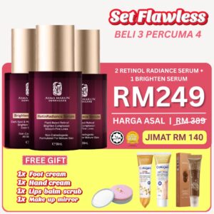2 Retinol + 1 Brighten serum + Free 1 Foot cream + Free 1 Hand cream + Free 1 Lips balm scrub + Free 1 Mirror