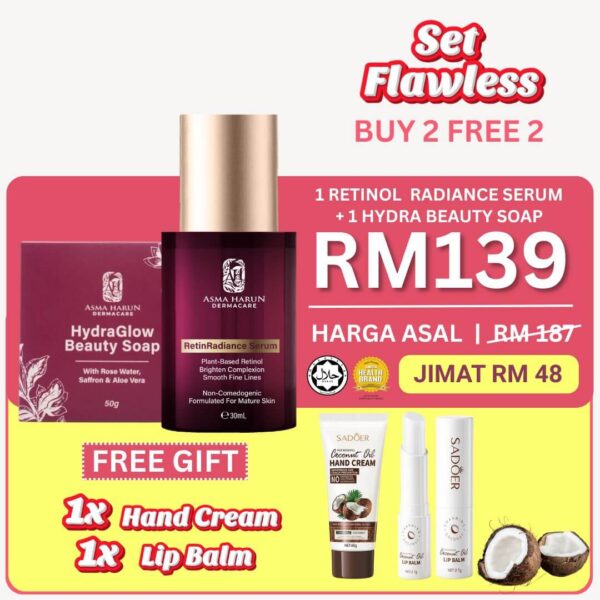 1 Retinol + 1 Hydra soap + Free 1 Hand cream + Free 1 Lip balm